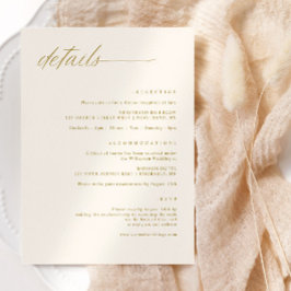ソフトで繊細なロマンティックなゴールドクリームの結婚式の詳細 エンクロージャーカード