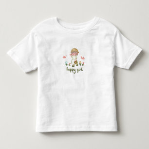 ソフトで遊び心のあるデザインがキュートな漫画の女の子のTシャツ トドラーTシャツ