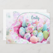 ソフトとパステルかわいらしイースターバスケット シーズンカード (正面/裏面)
