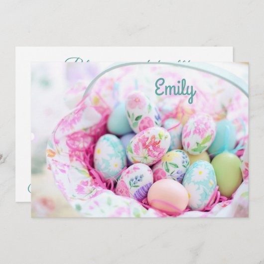 ソフトとパステルかわいらしイースターバスケット シーズンカード (正面/裏面)