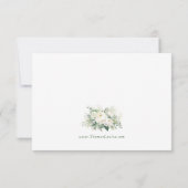 ソフトなアイボリーの水彩クリーム色の牡丹とバラ 出欠カード (裏面)