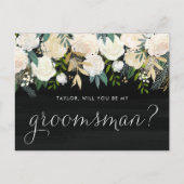 ソフトなアイボリーの花のルスティックスタイル あなたは私のブライズメイドになってくれますか インビテーションポストカード (正面)