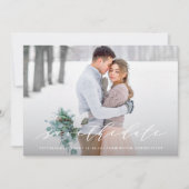 ソフトなカリグラフィーでお知らせする結婚の記念写真 招待状 (正面)