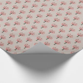 ソフトなカーキ色の桜の花束模様 ラッピングペーパー (角)