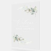 ソフトなグリーンとゴールドのミニマルウェルカムサイン アクリルサイン (傾斜)