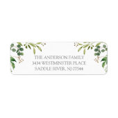 ソフトなグリーンのユーカリの葉の返送ラベル ラベル (正面)