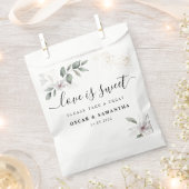 ソフトなグリーンの水彩画の葉と花 | ゴールド フェイバーバッグ (クリップ留めされた状態)