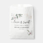 ソフトなグリーンの水彩画の葉と花 | ゴールド フェイバーバッグ (正面)