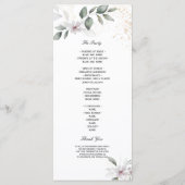 ソフトなグリーンの水彩画の葉と花 | ゴールド メニュー (裏面)