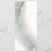 ソフトなグリーンの水彩画の葉と花 | ゴールド メニュー (裏面)