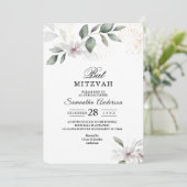 ソフトなグリーンの水彩画の葉と花 | ゴールド 招待状 (スタンド正面)