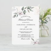 ソフトなグリーンの水彩画の葉と花 | ゴールド 招待状 (スタンド正面)