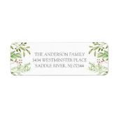 ソフトなグリーンの葉の返送先ラベル ラベル (正面)