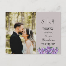 ソフトなグレーの背景に、淡い紫とブラックの写真　ありがとうございます