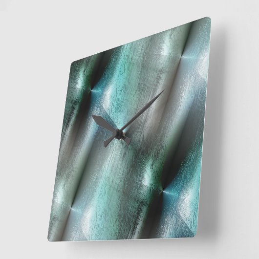 ソフトなシアンのグレーのロッキーなテクスチャとデジタル詳細 スクエア壁時計 (傾斜)