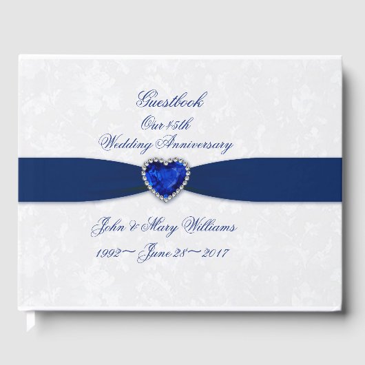 ソフトなダマスク 45周年 結婚記念日 ゲストブック (正面)