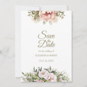 ソフトなバラのブッシュのSave the Dateカード 招待状 (正面)