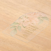 ソフトなバラのブライダル アーチ 透明 ID828 アクリル招待状 (レイダウン)