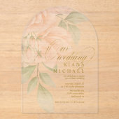 ソフトなバラのブライダル アーチ 透明 ID828 アクリル招待状 (正面)