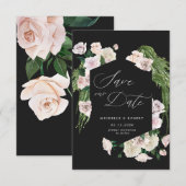 ソフトなバラの優雅な花のSave The Dateカード 招待状 (正面/裏面)