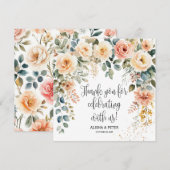 ソフトなバラの水彩フラワーカード お礼状 サンキューカード (正面/裏面)