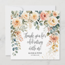 ソフトなバラの水彩フラワーカード お礼状 サンキューカード