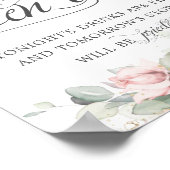 ソフトなバラの花とグリーンの結婚式 オープンバー ドリンク ポスター (角)