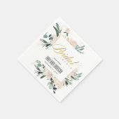 ソフトなバラの花のフレーム ウォーターカラーのブライダルシャワー スタンダードカクテルナプキン (角)