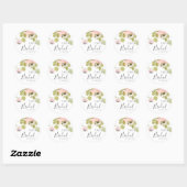 ソフトなバラの花の水彩ウェディングシャワー ラウンドシール (シート)