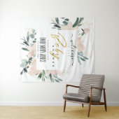 ソフトなバラの花の水彩ウェルカムサイン タペストリー (インサイチュ(横))