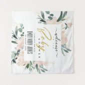 ソフトなバラの花の水彩ウェルカムサイン タペストリー (正面(横))