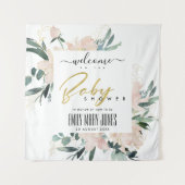 ソフトなバラの花の水彩ウェルカムサイン タペストリー (正面)