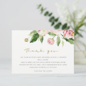 ソフトなバラの花の水彩画 ブライダルシャワー サンキューカード (スタンド正面)