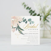 ソフトなバラの花束 ウォータカラーのブライダルシャワー 招待状 (スタンド正面)