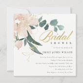 ソフトなバラの花束 ウォータカラーのブライダルシャワー 招待状 (正面)