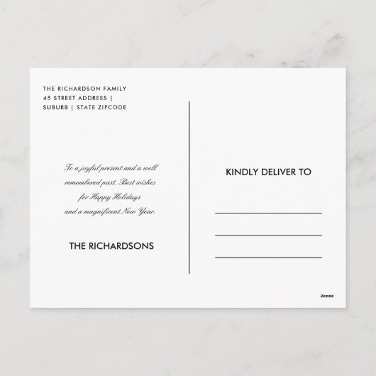 ソフトなバラ色のクリスマス祝福写真 シーズンポストカード (裏面)