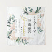 ソフトなバラ色のゴールド フローラル 卒業パーティー ウェルカム タペストリー (正面(横))