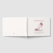 ソフトなバラ色のハイヒール フラワーブライダルシャワー ゲストブック (全面)