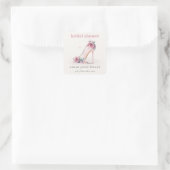 ソフトなバラ色のハイ ヒール フラワーブライダルシャワー スクエアシール (バッグ)