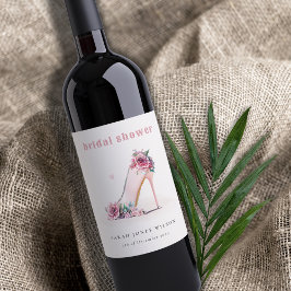 ソフトなバラ色のピンクのハイヒール フラワーブライダルシャワー ワインラベル