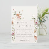 ソフトなバラ色の草原 水彩花 イラスト ウェディング シャワー サンキューカード (スタンド正面)