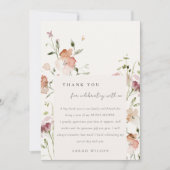 ソフトなバラ色の草原　水彩花　ブライダルシャワー サンキューカード (正面)