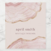 ソフトなパステルカラーのチーク ローズゴールドのアゲート マーブル模様 ワインラベル (シングルラベル)