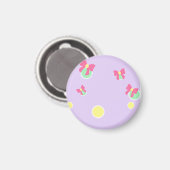 ソフトなパステルカラーの水玉とリボン マグネット (正面/裏面)