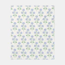 ソフトなパステルカラーの草原風の花々 フリースブランケット