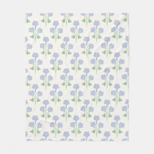 ソフトなパステルカラーの草原風の花々 フリースブランケット (正面)