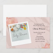 ソフトなパステルカラーの赤ちゃんの必需品 招待状 (正面/裏面)