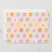 ソフトなパステルピンクの卵 キッズ誕生日フォト サンキューカード (裏面)