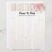 ソフトなピンクとゴールドのペイントスプラッターが施されたラスティックウッド レターヘッド (正面/裏面)