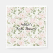 ソフトなピンクと白い花のブライダルシャワー スタンダードランチョンナプキン (正面)